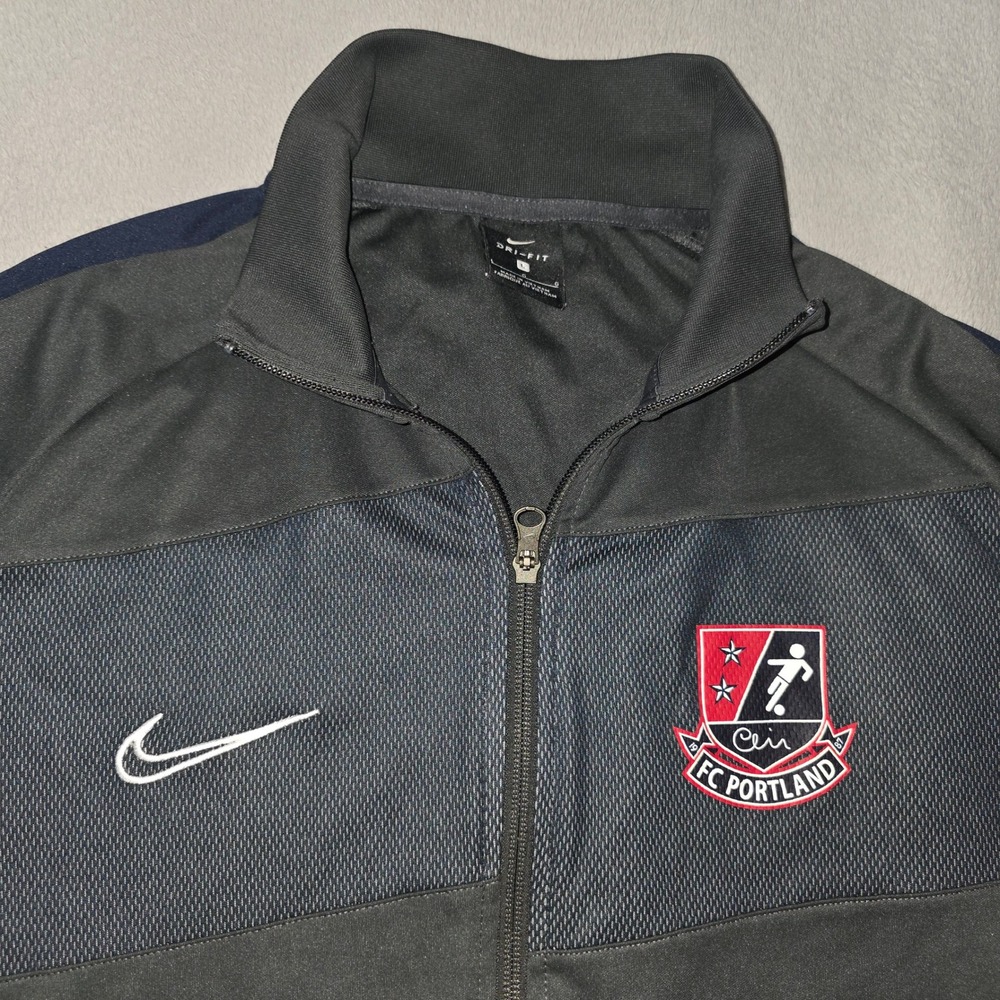 Nike FC Portland Dri-FIT Soccer Track Jacket‎ Grey Navy Mens Large Full Zip